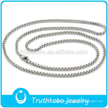 TKB-JN0090 Exquisite High Quality silver pure 316L with box bead chain Stainless Steel necklace